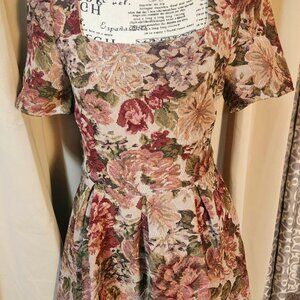 Modelyn Women's Floral Print Puff Sleeve Dress Long Evening Dresses